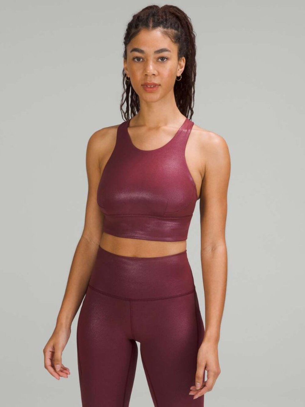 Lululemon Wunder Train Longline Bra Foil Medium Support Radiate Foil Print Red 8